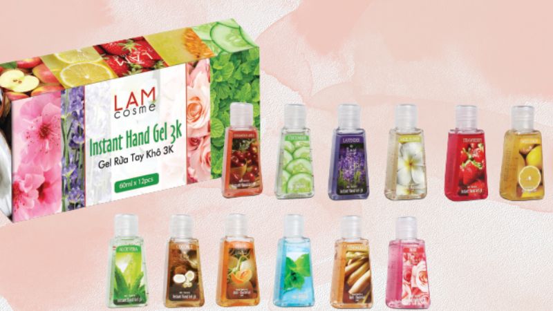 Lamcosmé 3K hand sanitizer gel set with a capacity of 60ml fruit collection