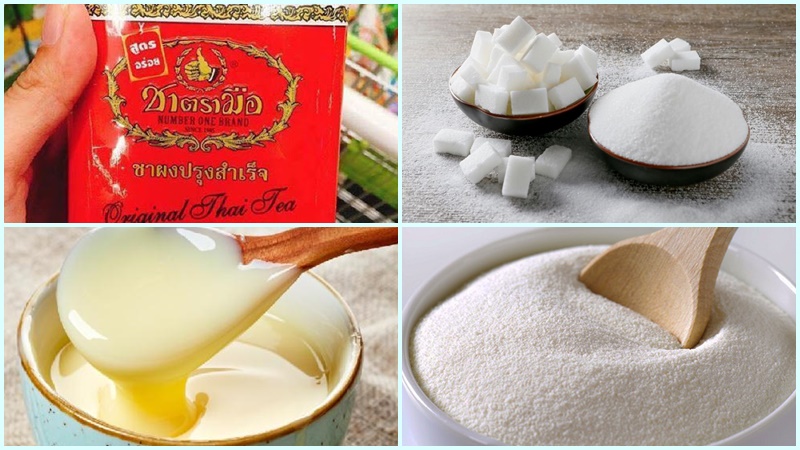 Ingredients for making Thai red milk tea