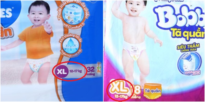 Baby diapers are sorted by weight