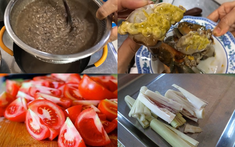Preliminary preparation of ingredients to cook Southern crab hotpot