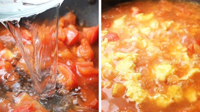 Cook egg noodles with tomatoes