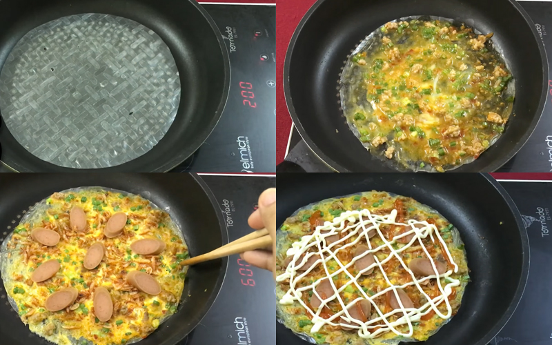 Bake baked rice paper with a non-stick pan