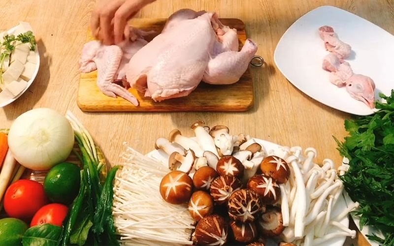 Ingredients for mixed chicken hot pot