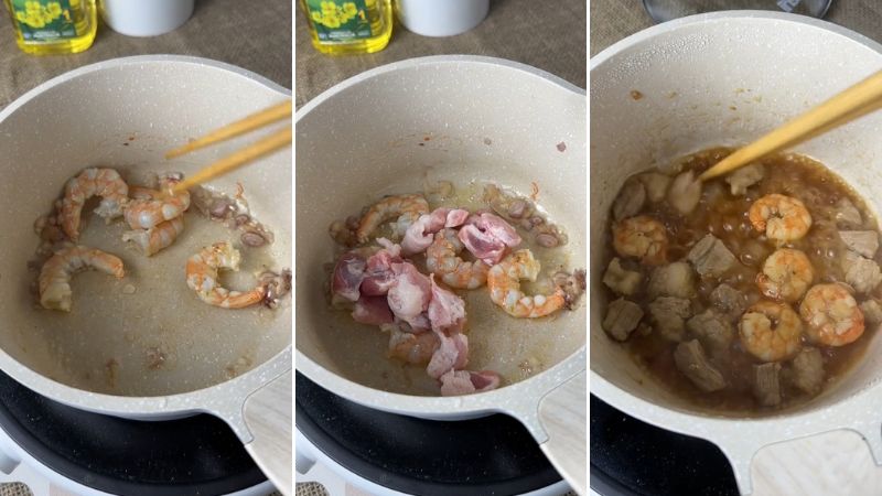 Stir fried shrimp with meat