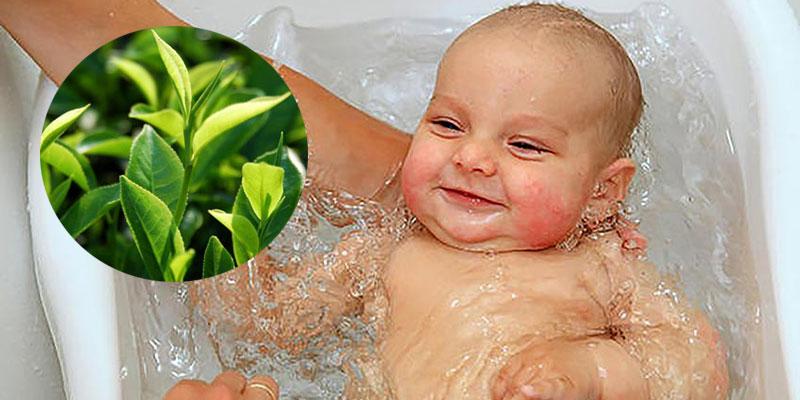 Use green tea leaves to bathe babies