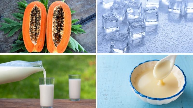 Ingredients for making papaya smoothie