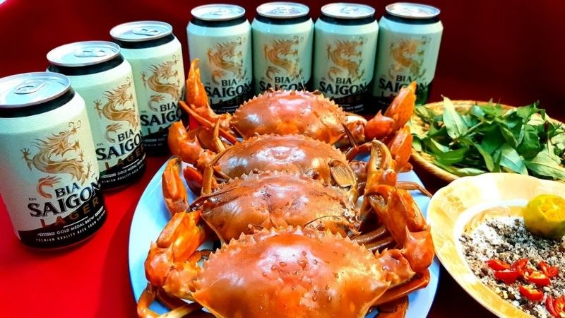 Steamed sea crab with beer