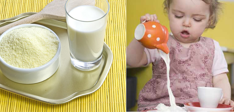 Powdered milk should only be mixed into porridge when the baby refuses to drink or drinks too little milk