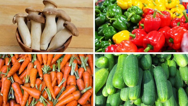 Ingredients for making vegetarian stir-fry vegetables