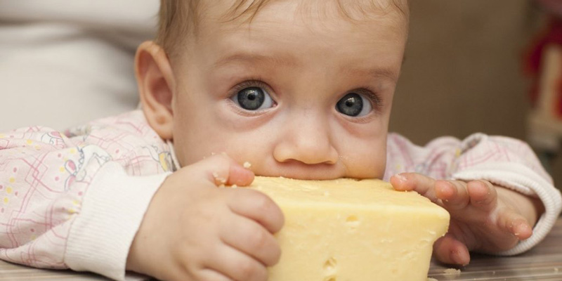 Feed your baby raw cheese or blend with fruit in weaning meals.