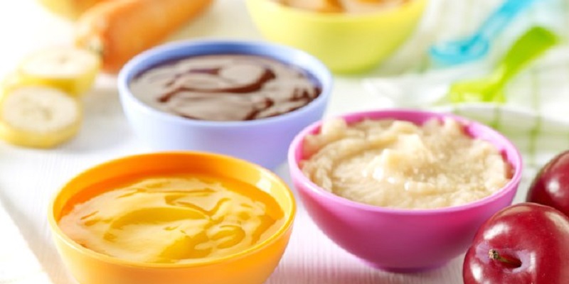 Weaning powder combined with fruit to add vitamins and minerals for babies